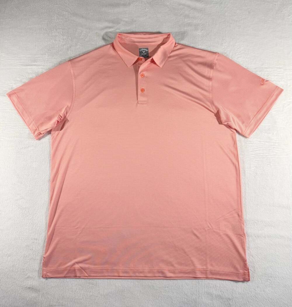Callaway Opti-Dri Performance Polo Shirt Men's XL Striped Peach